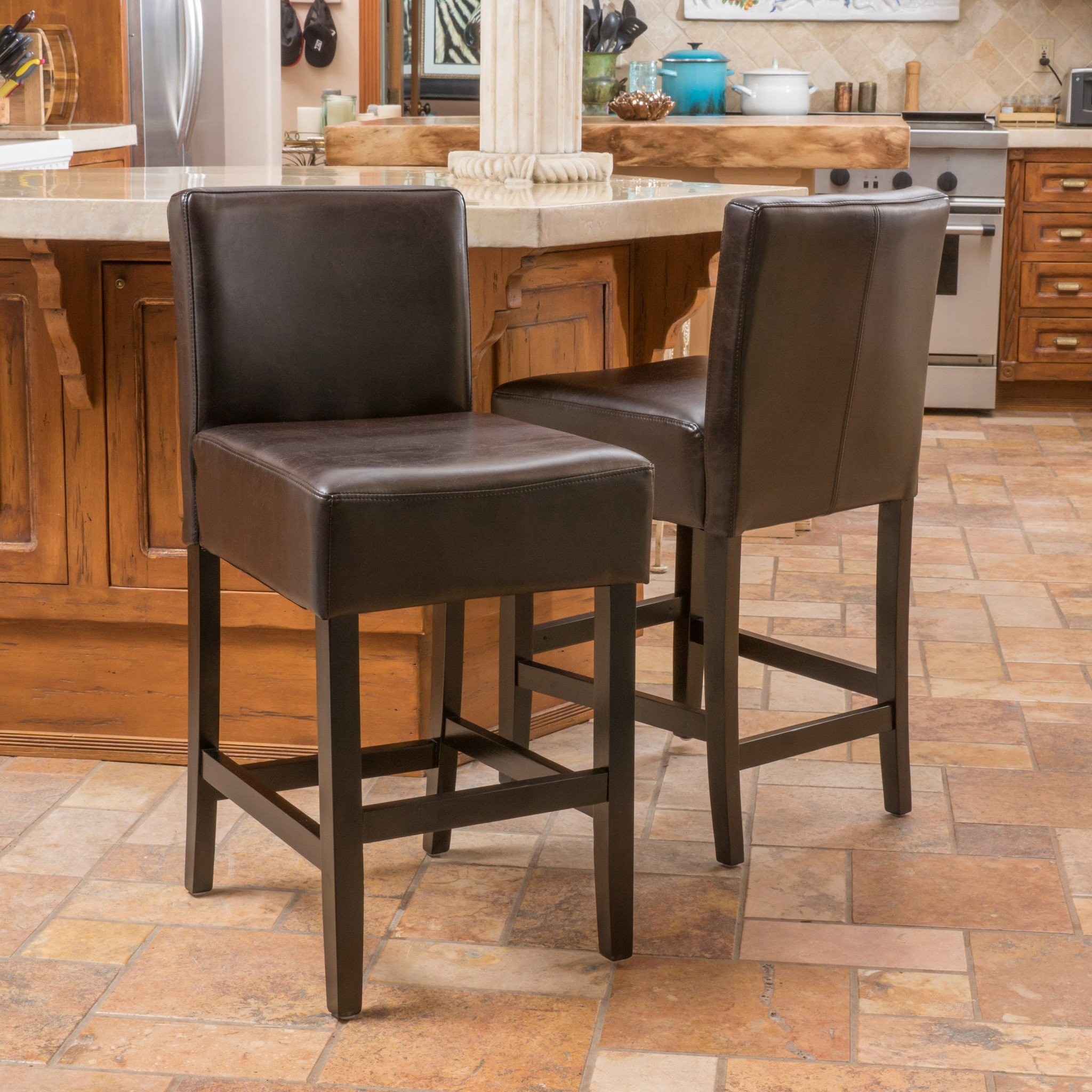 Seigel Brown Bonded Leather Counter Stool (Set of...