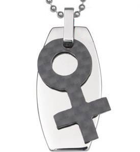 A Slanted Female Symbol on Dog Tag Lesbian Pendant...