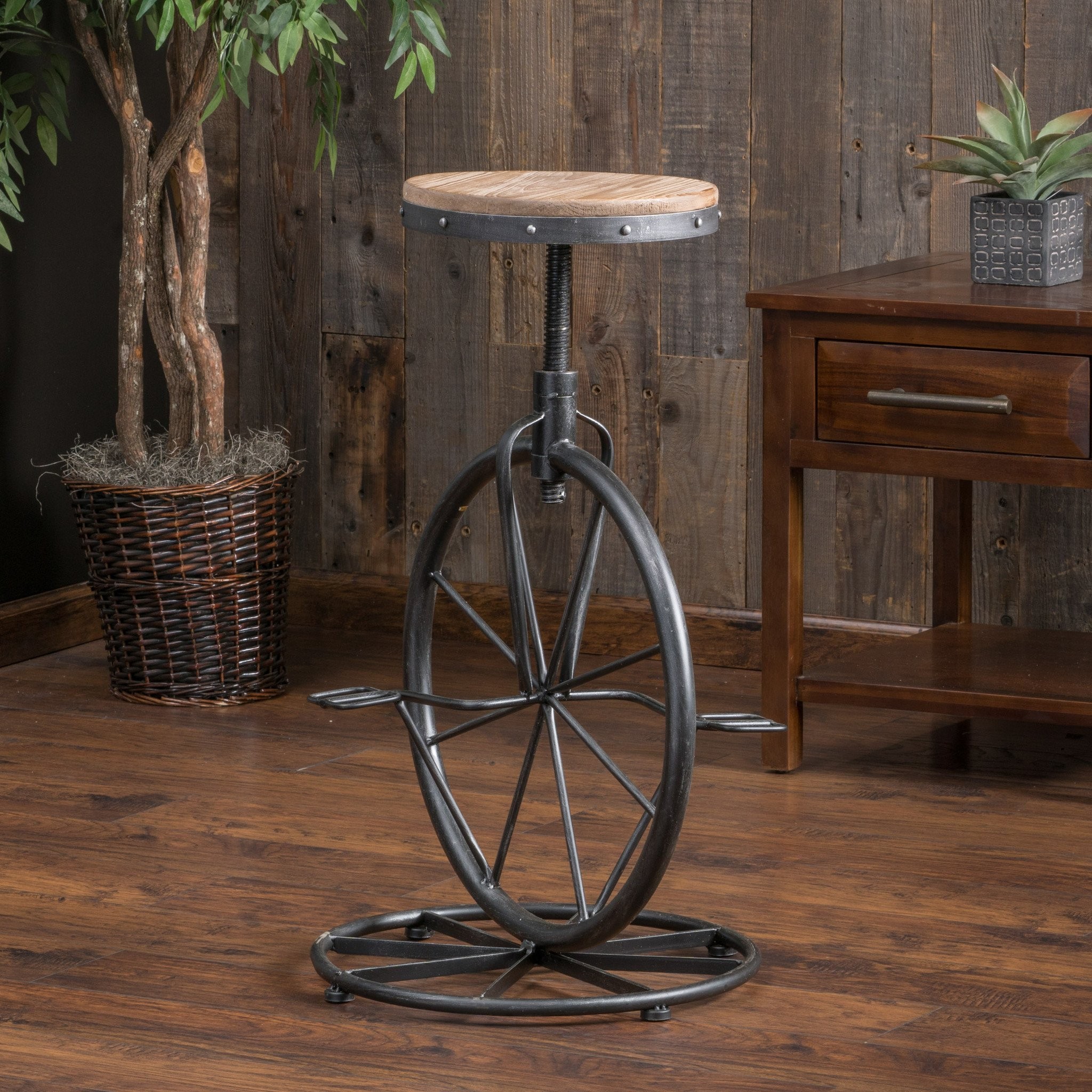 Charles Bicycle Wheel Adjustable Bar Stool