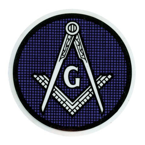 Blue Round Masonic Car Window Sticker Decal - Maso...