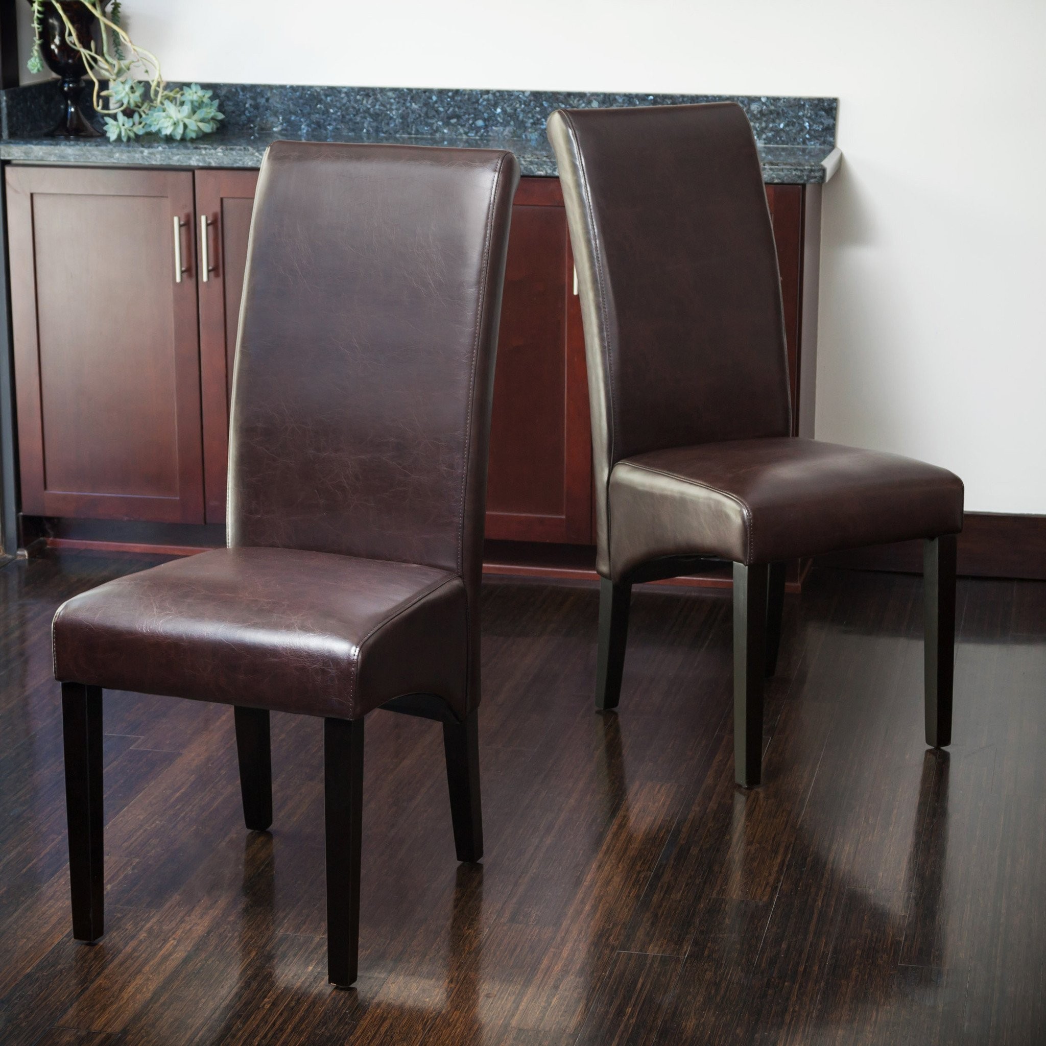 Morrow Brown Leather Dining Chairs (Set of 2)