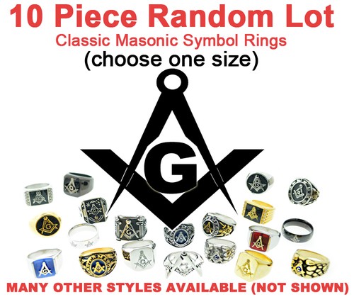 Ten (10) Pack - Random Freemason Rings Cheap (Sele...