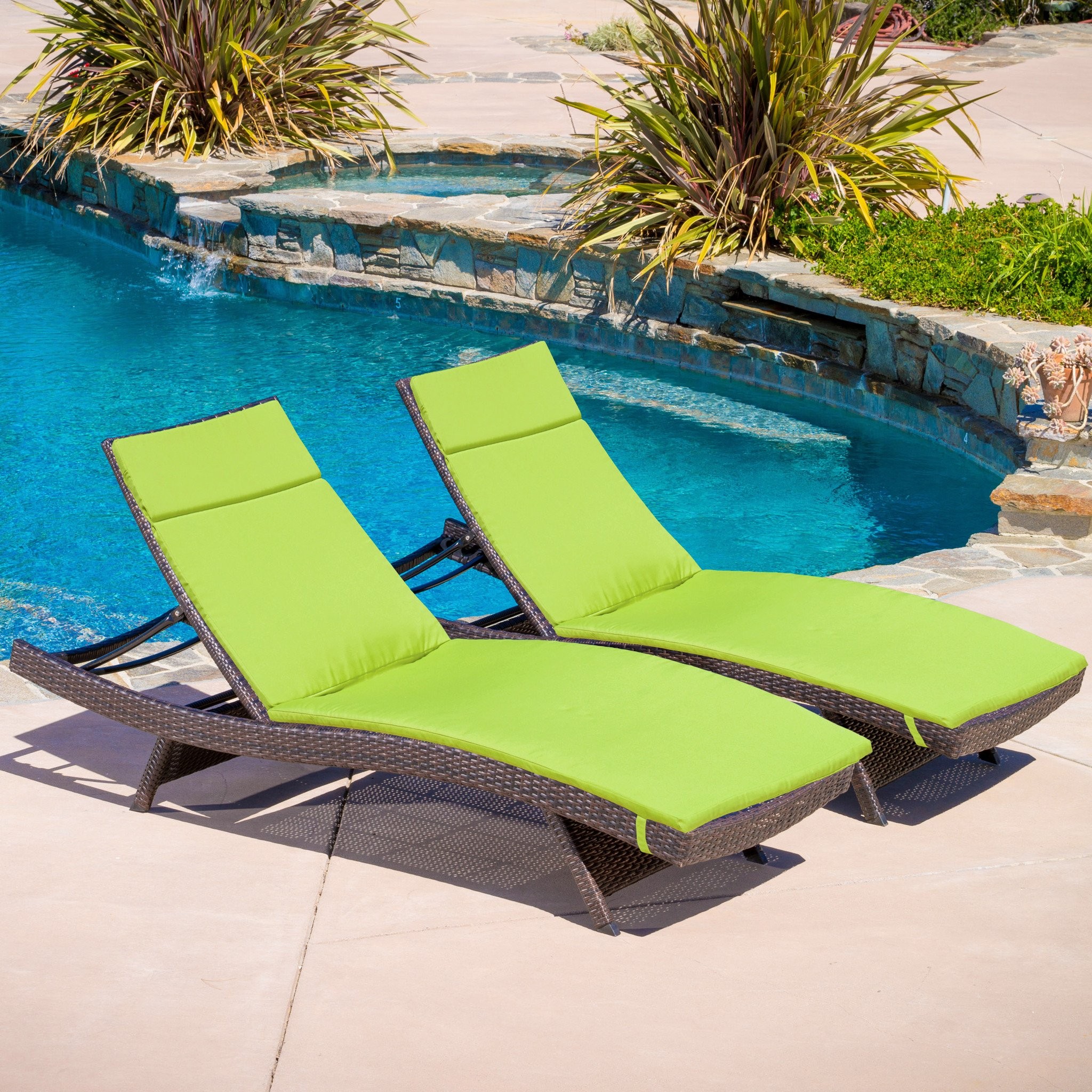 Single Green Cushion Pad For Outdoor Chaise Lounge...