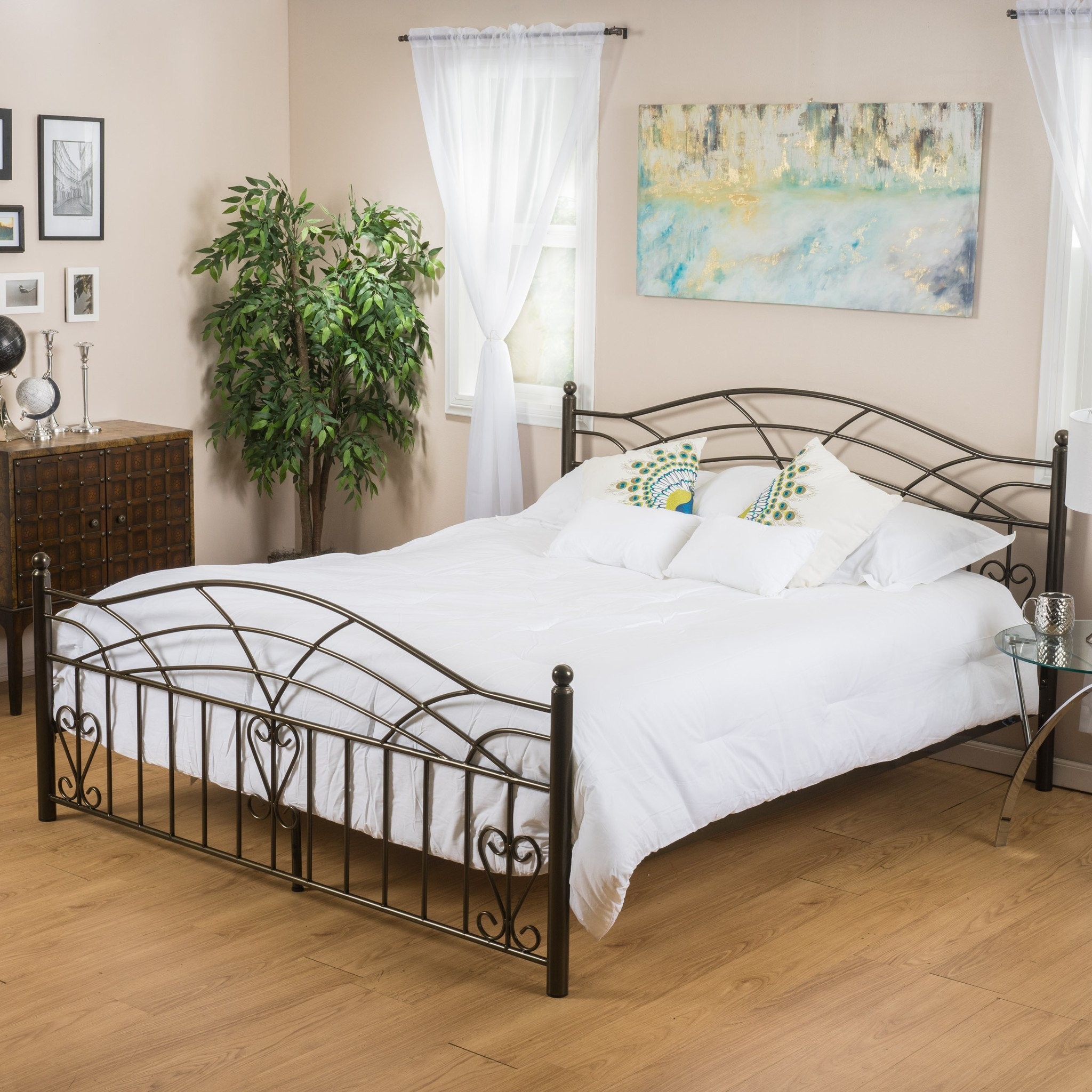 Edsel Queen Size Copper Gold Finish Iron Bed Frame