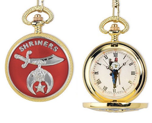 Shriner's Pocket Watch - Gold Tone Steel - Fea...