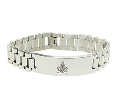 Masonic Bracelet - Silver Tone - Stainless Steel F...