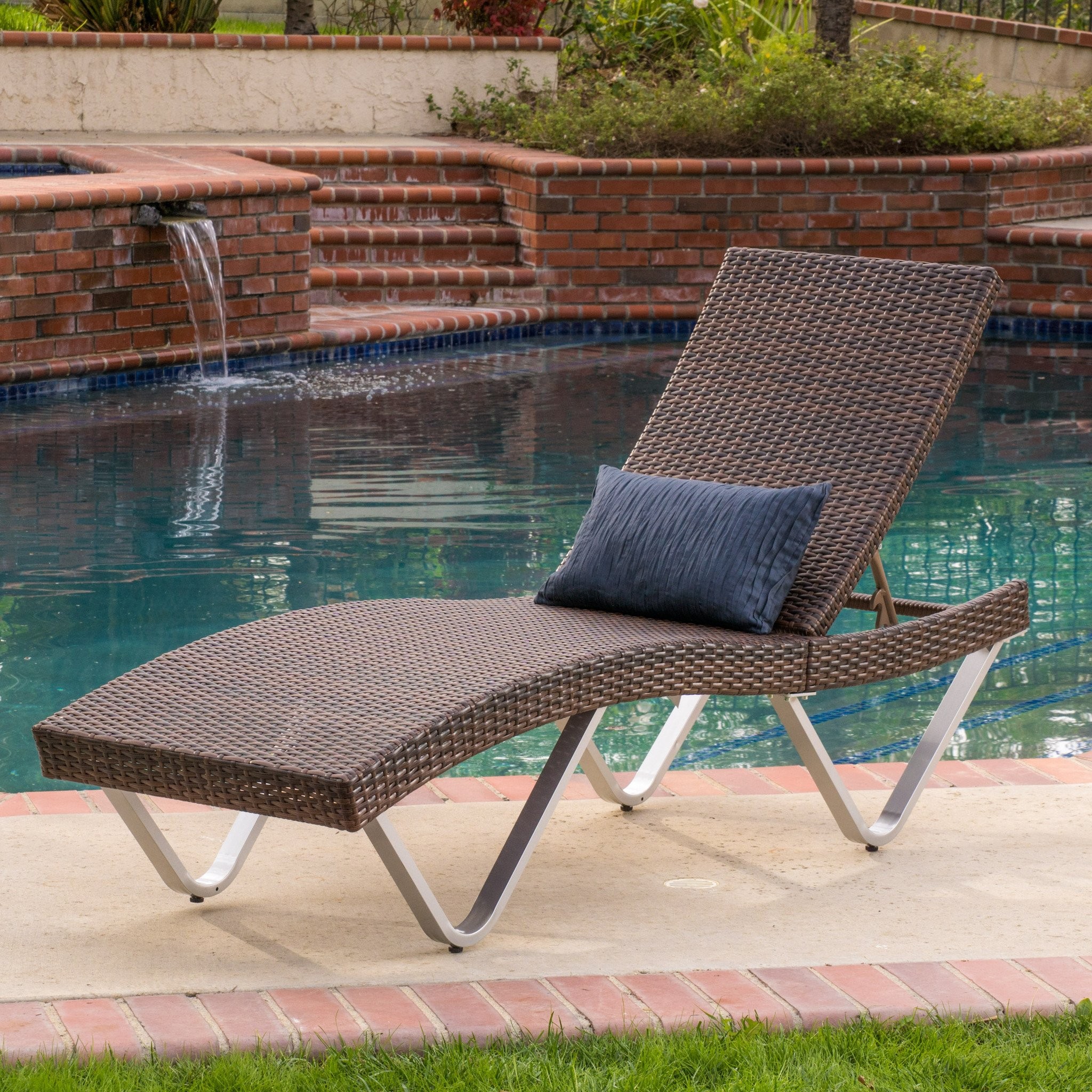 Manuela Outdoor Multibrown Wicker Chaise Lounge Ch...