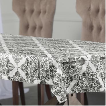 Tiera Grey Designer Faux Silk Taffeta Table Cloth
