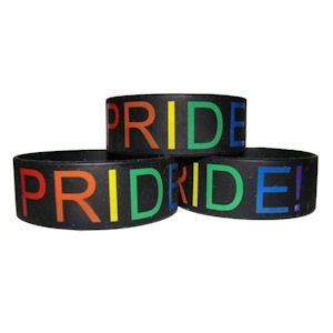 Black Silicone Pride Bracelet Wristlet - Gay &...