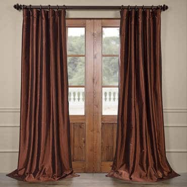 Copper Brown Blackout Faux Silk Taffeta Curtain