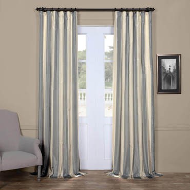 Hampton Faux Silk Taffeta Stripe Curtain