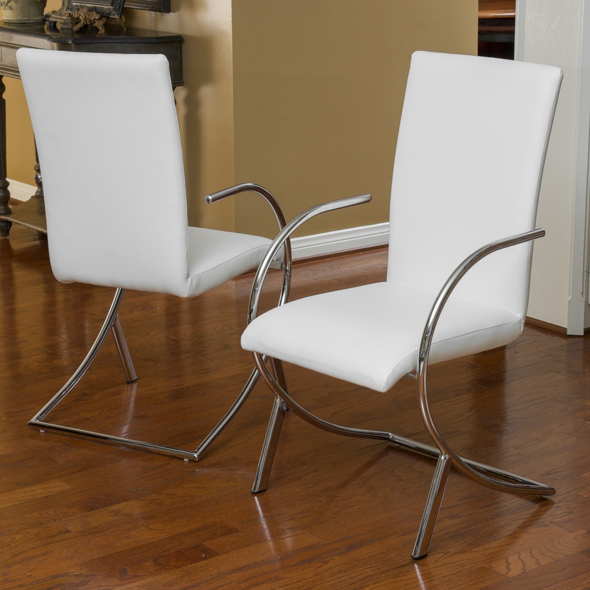 Rockville White Leather Chairs (Set of 2)
