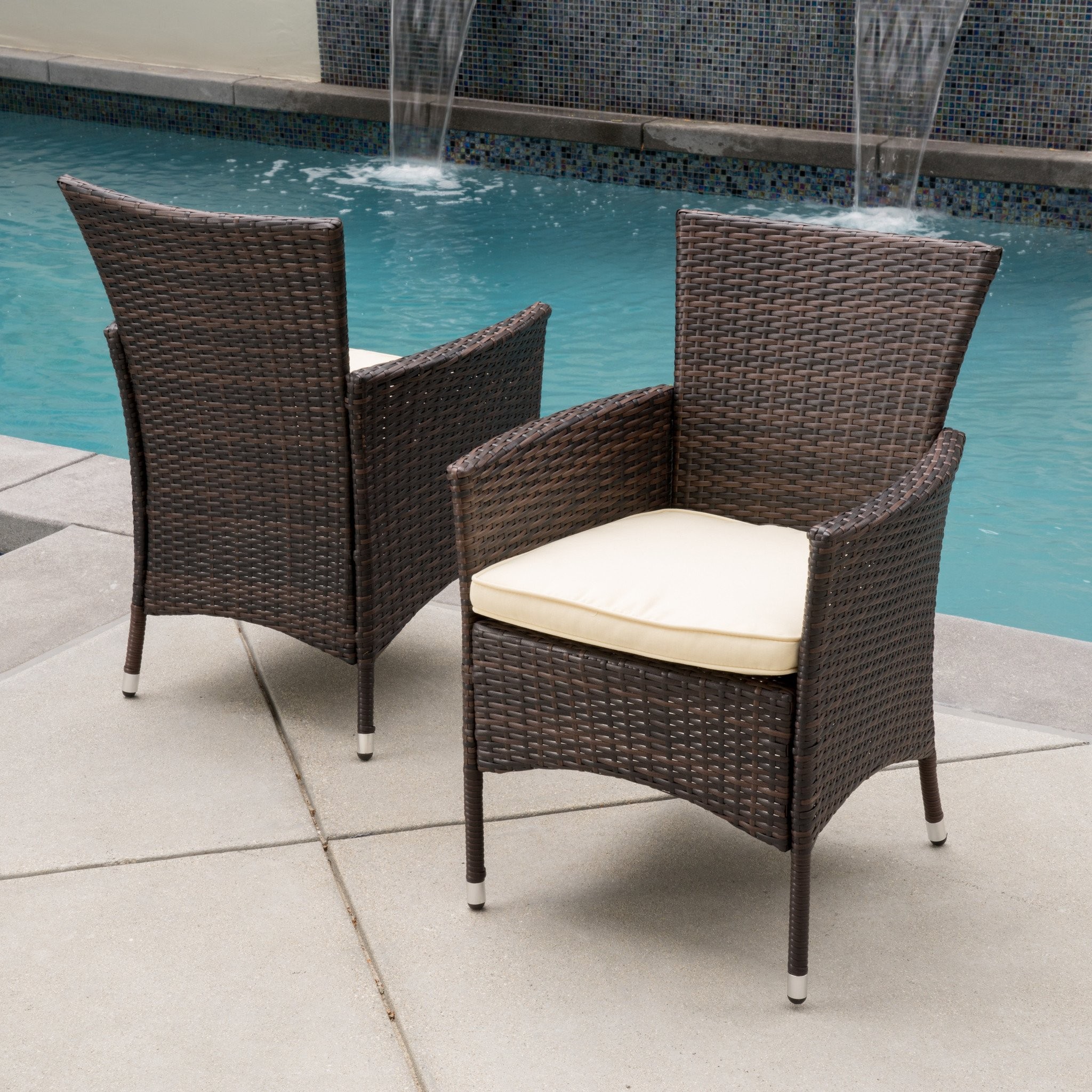 Clementine Outdoor Multibrown PE Wicker Dining Cha...