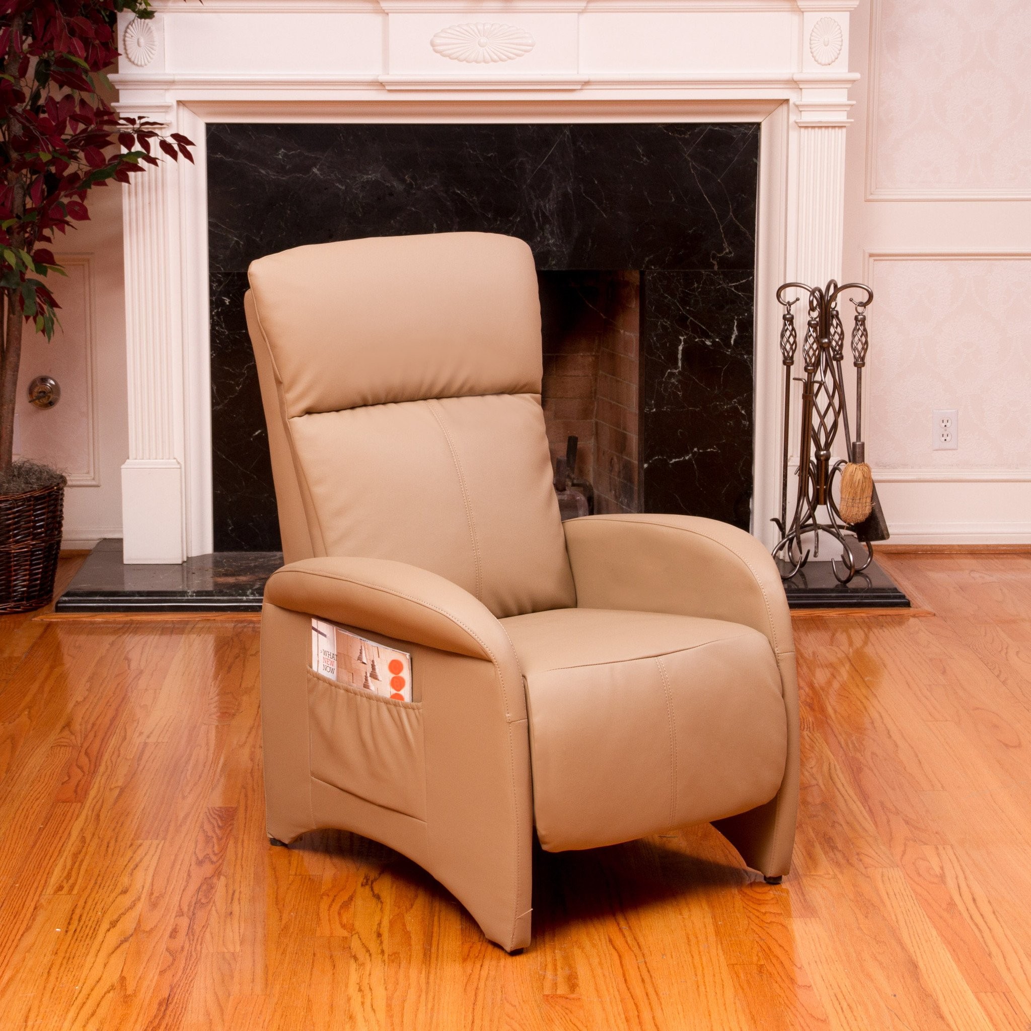 Royce Camel Tan Leather Recliner Club Chair