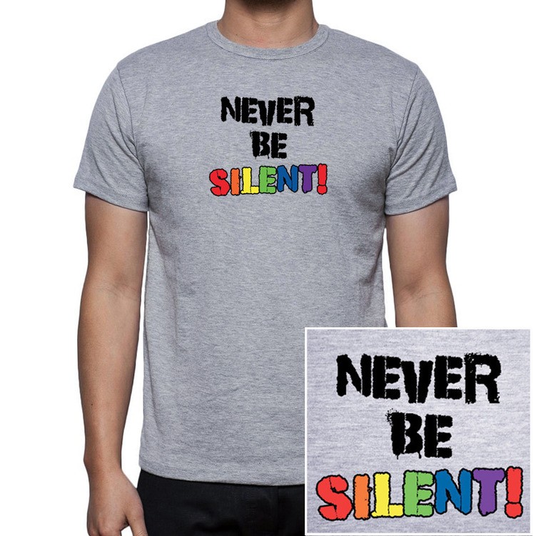 "Never Be Silent"- Gray and Rainbow T-Sh...