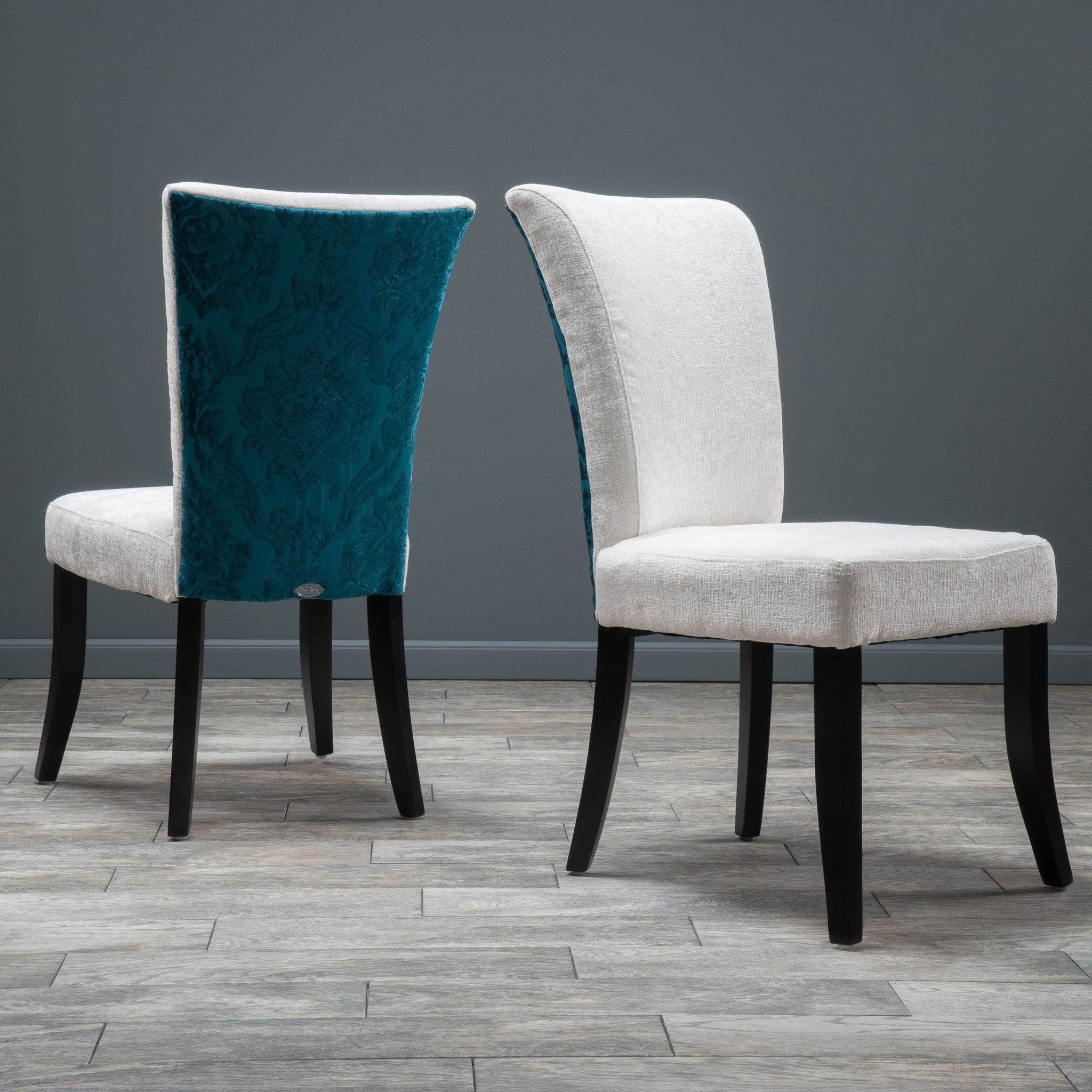 Monroe Ivory and Teal Fabric Dining Chairs (Set of...