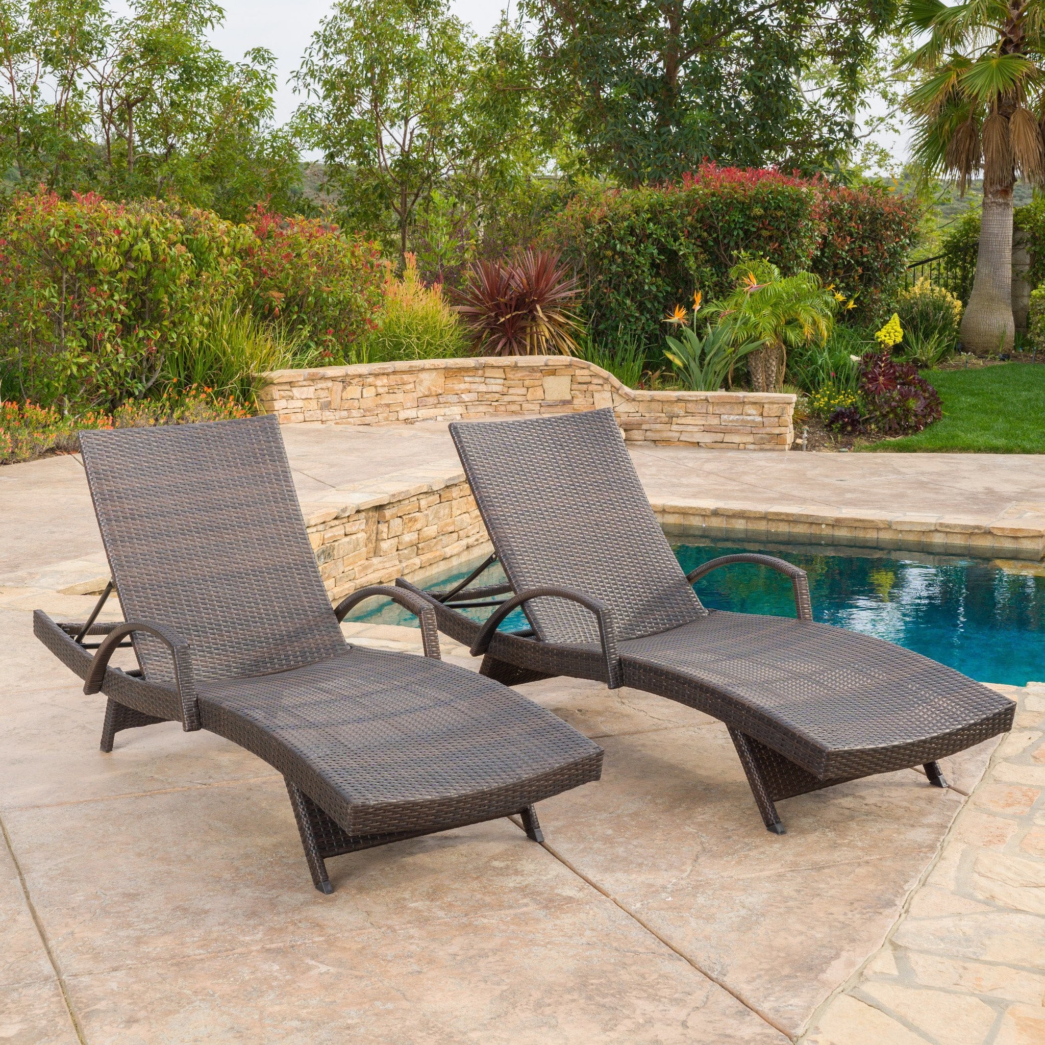 Olivia Outdoor Brown Wicker Armed Chaise Lounge Ch...