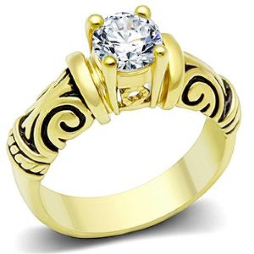 Womens Gold Plated Middle Stone Tribal Ring - Love...