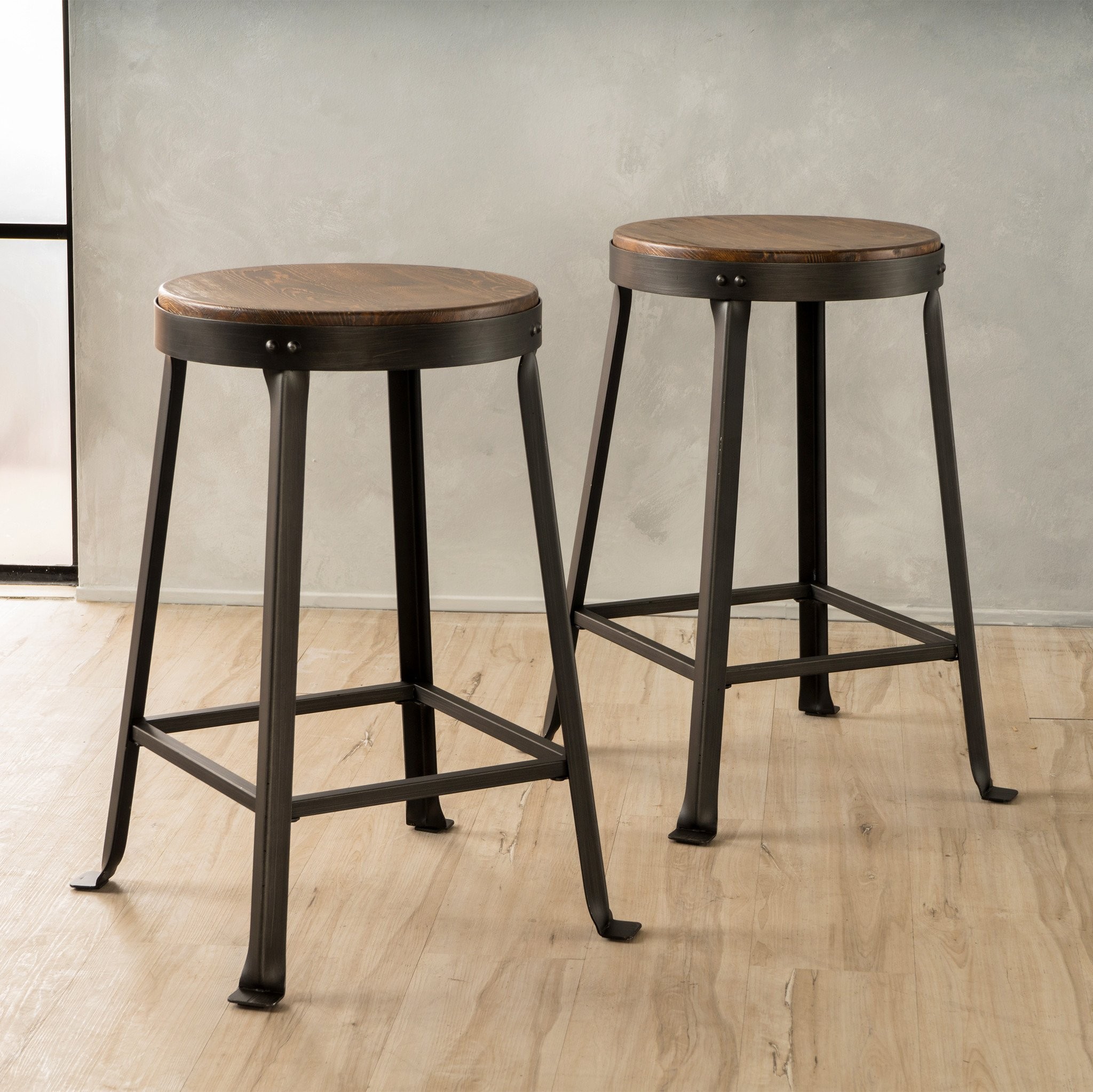 Camden Brown Weathered Wood Counter Stool (Set of...