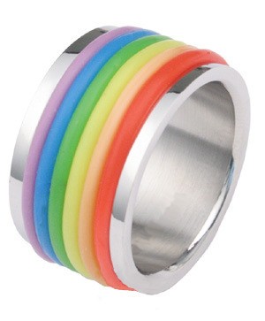Gay Rubber Rainbow Flag Ring - Gay & Lesbian P...