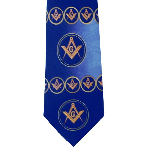 Freemason's Tie - Blue Polyester long necktie...
