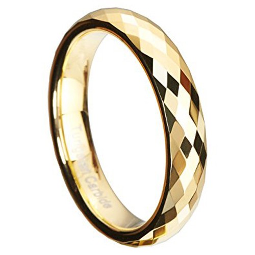4mm - Women's Tungsten Wedding Band - Gold Dia...
