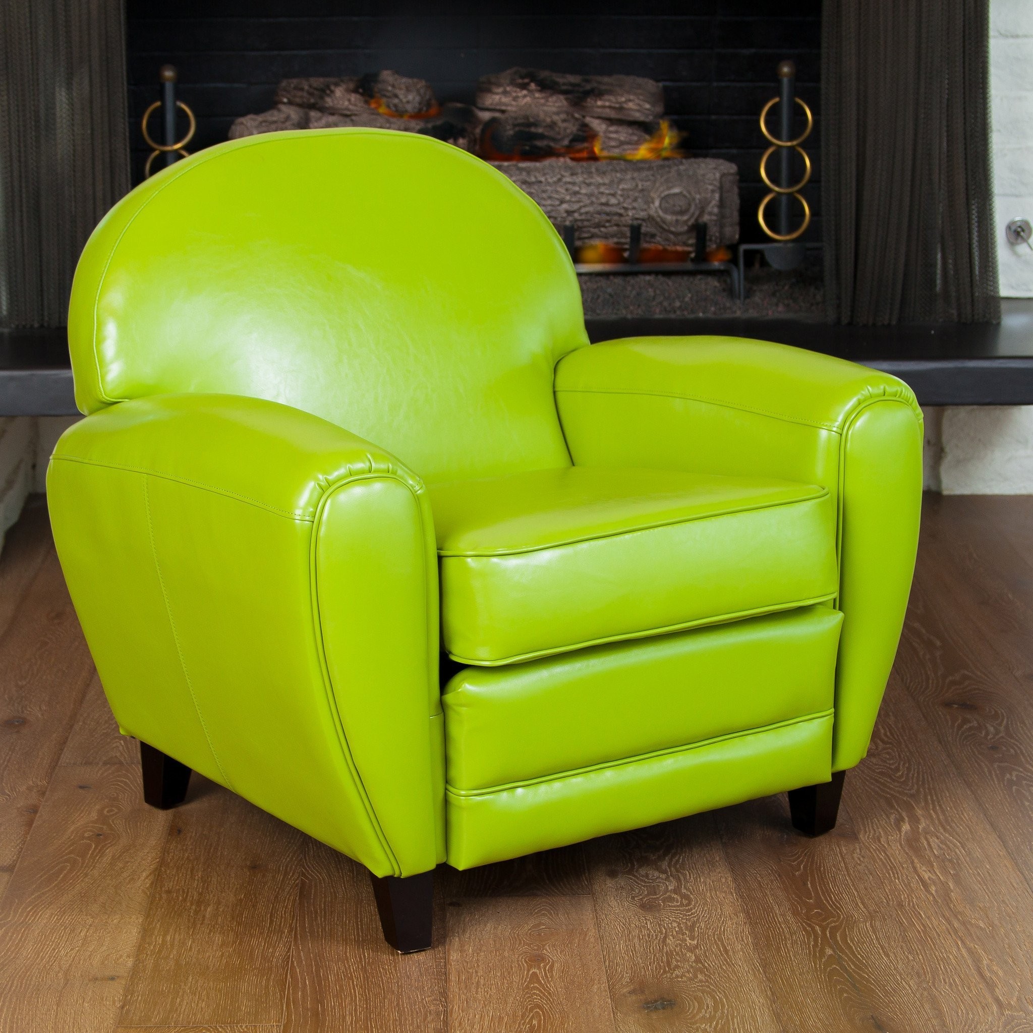 Hayley Green Leather Club Chair