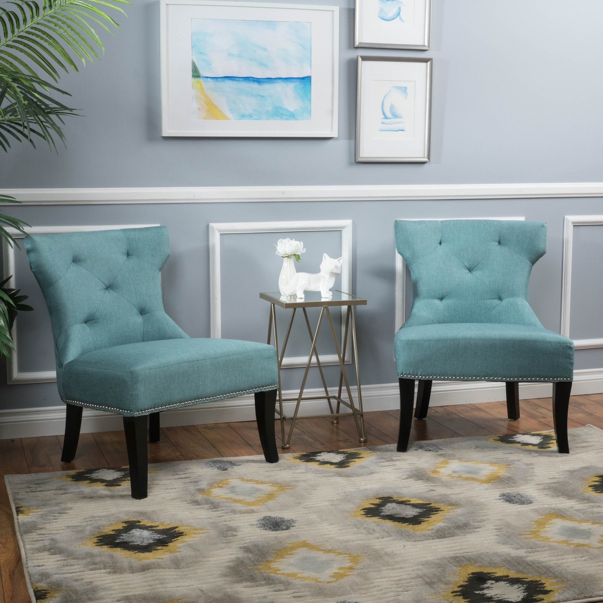 Genero Blue Fabric Chair w/ Nailhead Accents (Set...