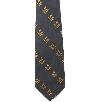 Freemason's Tie - Black and Yellow Polyester l...