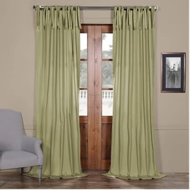 Mountain Moss Solid Cotton Tie-Top Curtain