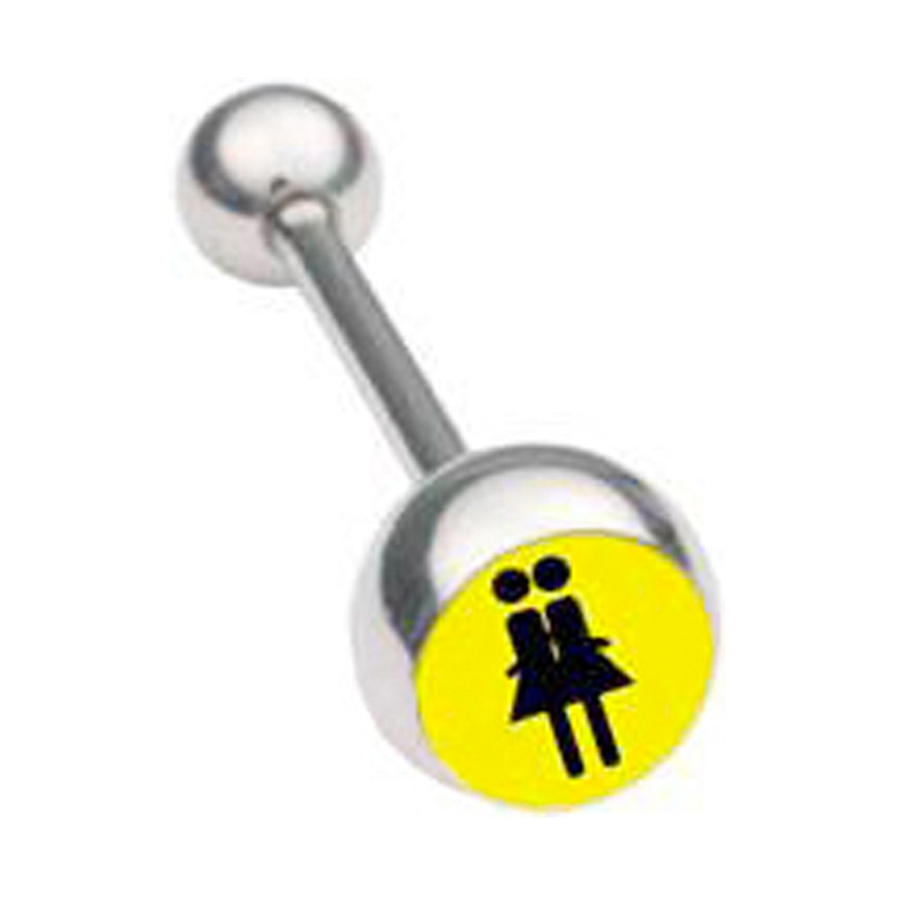 Yellow Double Girl Lesbian Pride Tongue Ring Barbe...