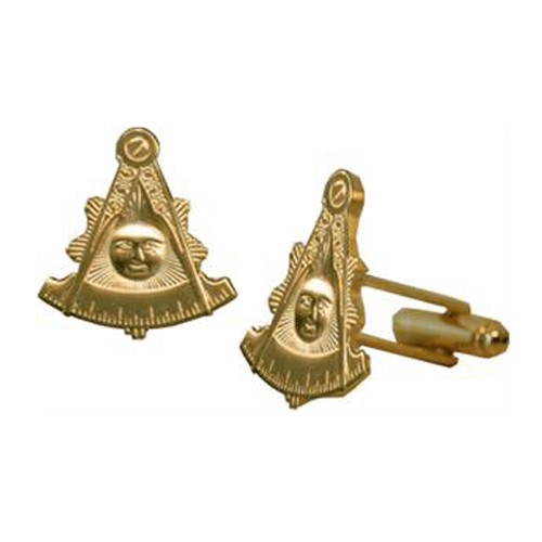 Masonic Cuff links - Gold Color with Past Master F...
