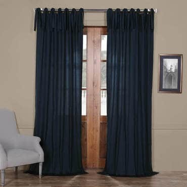 Polo Navy Solid Cotton Tie-Top Curtain
