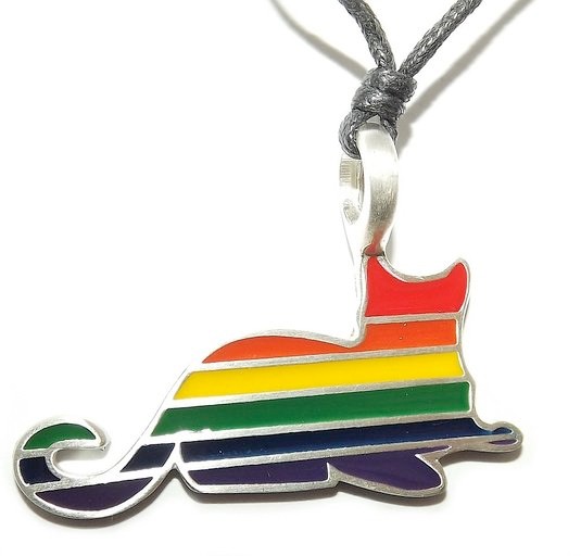 Rainbow Cat Lesbian Pride Pendant - LGBT Lesbian P...