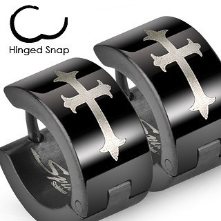 Black Gothic Medieval Cross - Stainless Steel Wide...