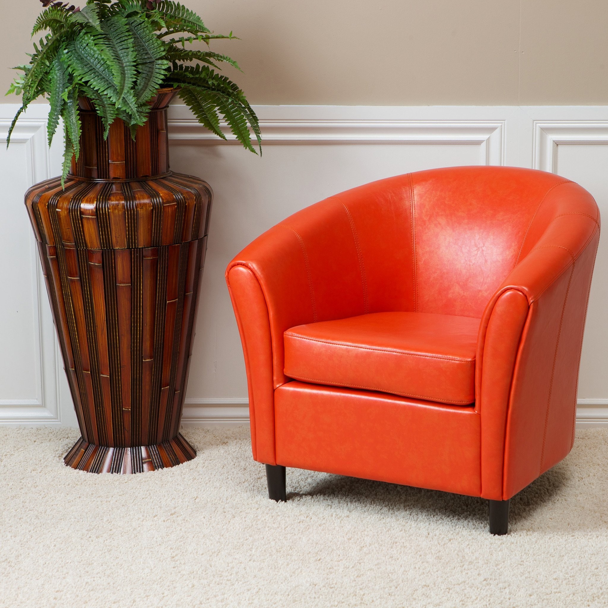 Newport Orange Leather Club Chair