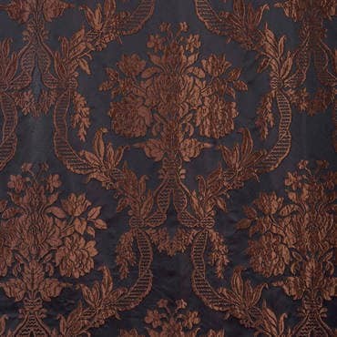 Magdelena Black & Cognac Faux Silk Jacquard Fabric