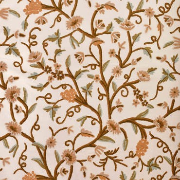 Elise Embroidered Cotton Crewel Fabric