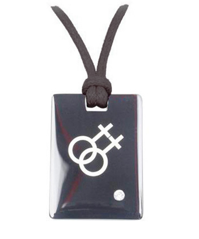 Double Female Black Plate Pendant - LGBT Lesbian P...