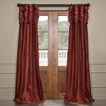 Paprika Ruched Faux Solid Taffeta Curtain