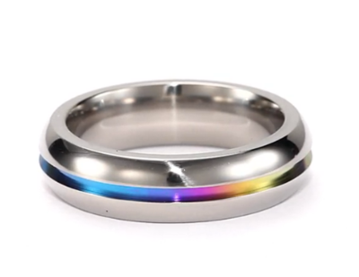 Rainbow Anodized Plain Ring - Gay & Lesbian Pr...