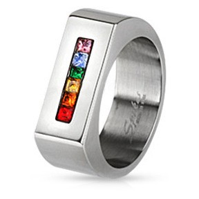 A Rainbow String Wide Flat Top Ring - LGBT Gay and...