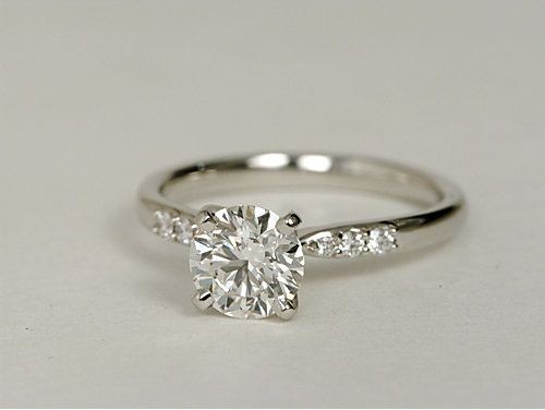 Blue Nile Petite Diamond Engagement Ring in Platin...