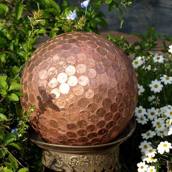 Repurpose Gazing Ball Penny Copper Mosaic Bowling...