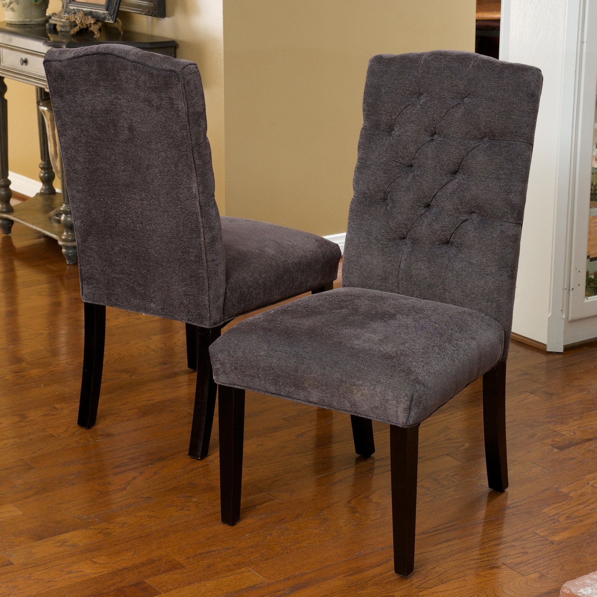Clark Dark Grey Fabric Tufted Dining Chair (Set of...