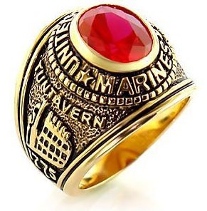 Marines - USMC Military Ring (Gold with Red Stone)