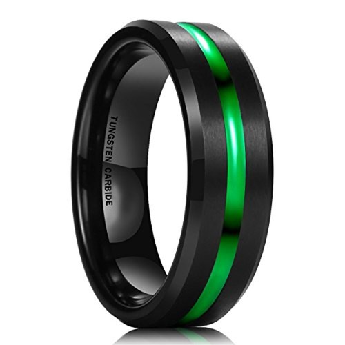 8mm - Unisex or Men's Wedding Band. Black and...