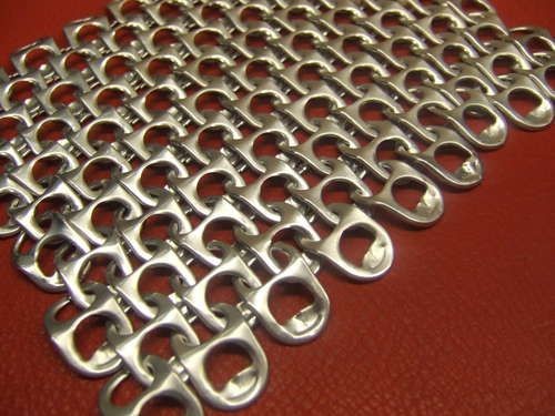 DIY chainmaille (chain mail) from linked pop (soda...