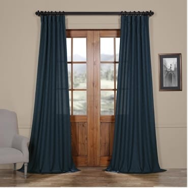 Stormy Blue Faux Linen Sheer Curtain