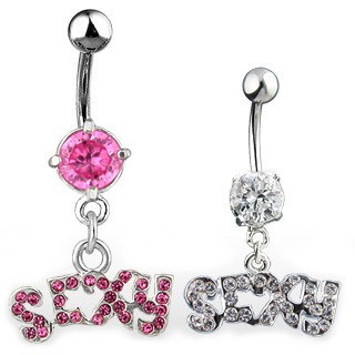 Sexy CZ Flare Navel Ring (Belly / Body Jewelry) St...